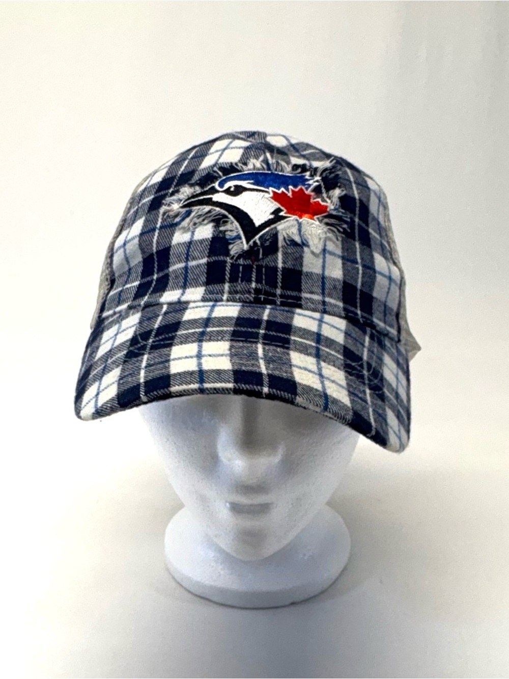 Toronto Blue Jays SGA Plaid Trucker Hat Cap TD Bank Distressed Country Night